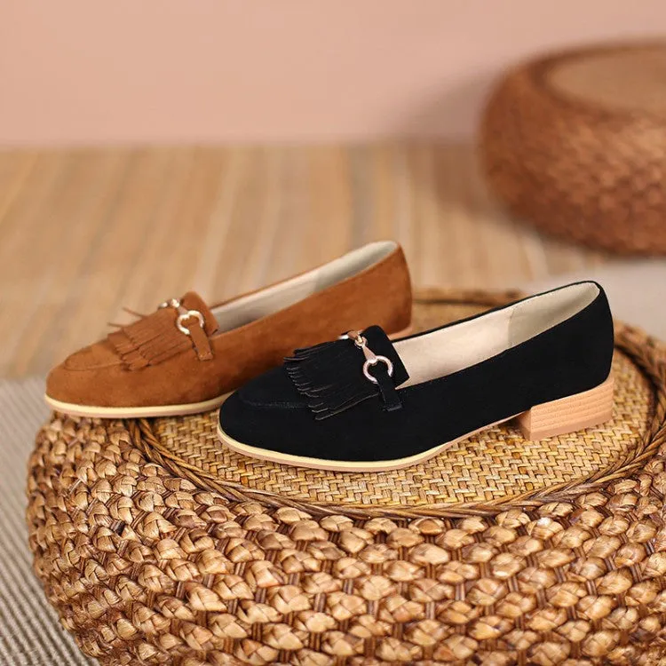 Women's Tassel Low Heel Chunky Pumps