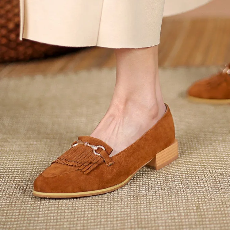 Women's Tassel Low Heel Chunky Pumps