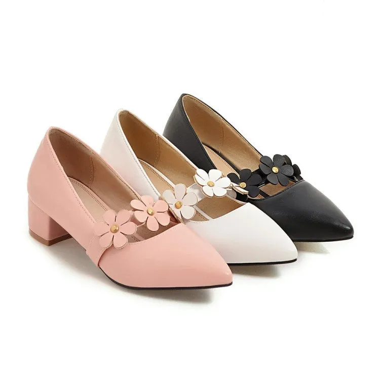 Women'sWomen's Flower Pumps Low Heeled Shoes