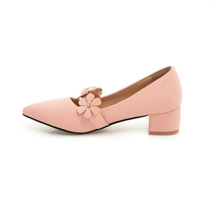 Women'sWomen's Flower Pumps Low Heeled Shoes