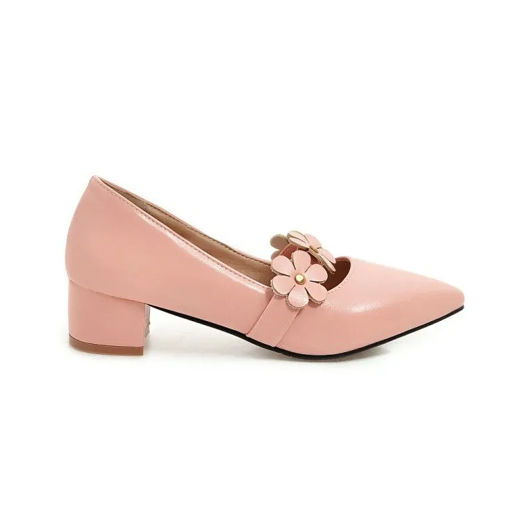 Women'sWomen's Flower Pumps Low Heeled Shoes