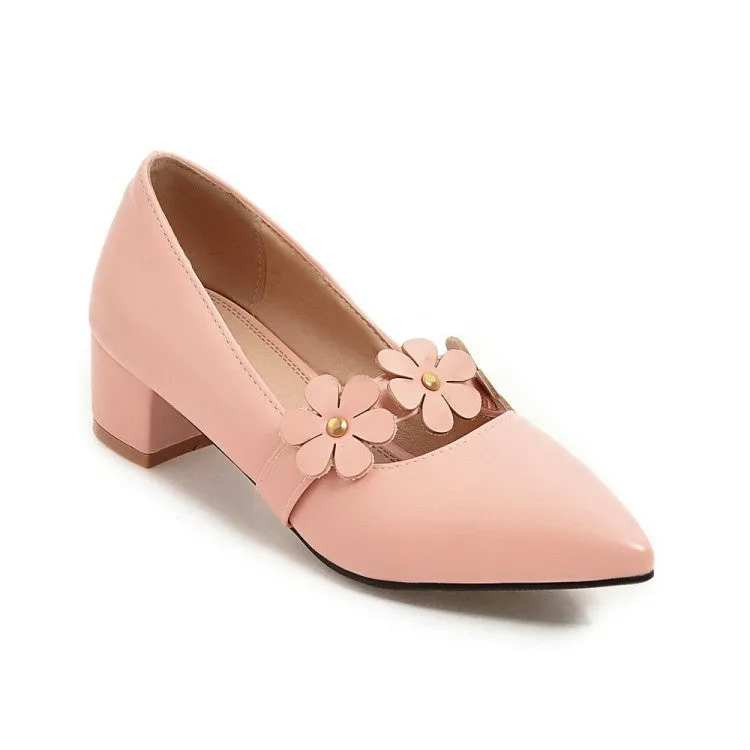 Women'sWomen's Flower Pumps Low Heeled Shoes