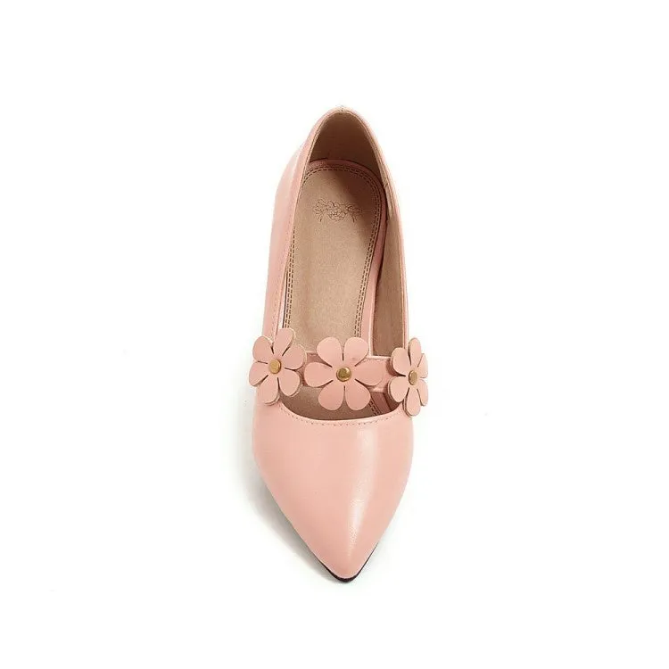 Women'sWomen's Flower Pumps Low Heeled Shoes