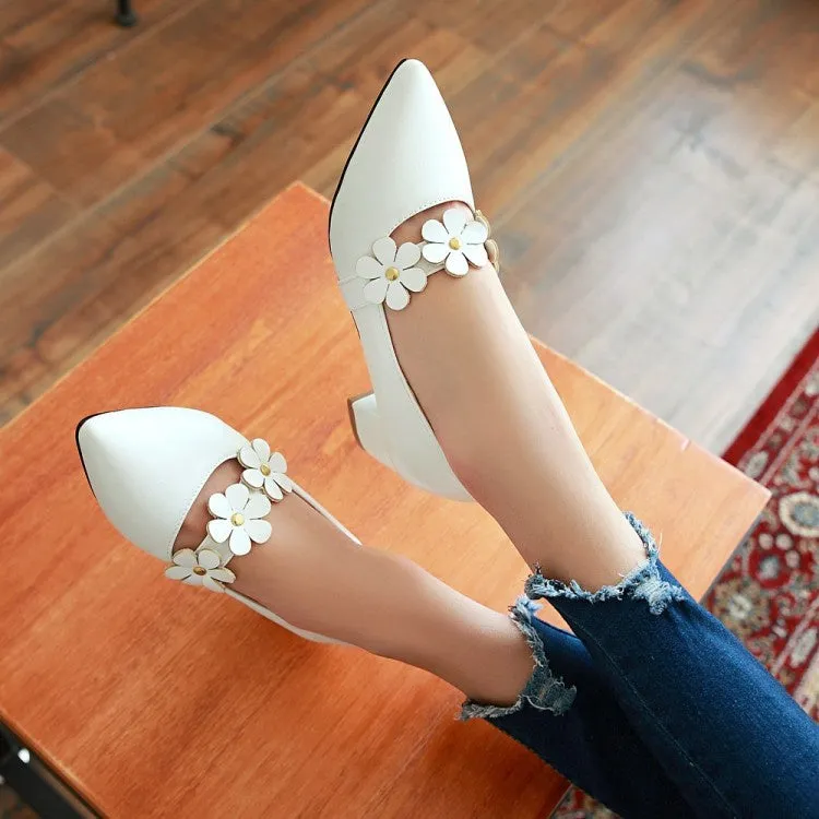 Women'sWomen's Flower Pumps Low Heeled Shoes