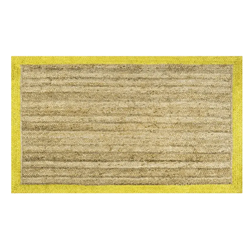 Yellow Bordered Natural Jute Rug