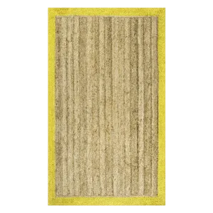 Yellow Bordered Natural Jute Rug