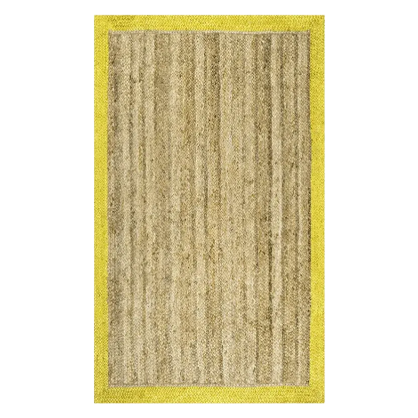 Yellow Bordered Natural Jute Rug