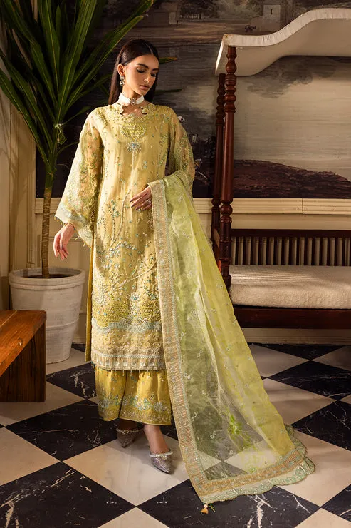 Yellow Pakistani Party Dress Embellished Kameez Trouser