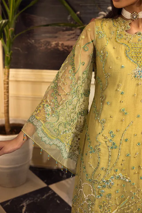 Yellow Pakistani Party Dress Embellished Kameez Trouser
